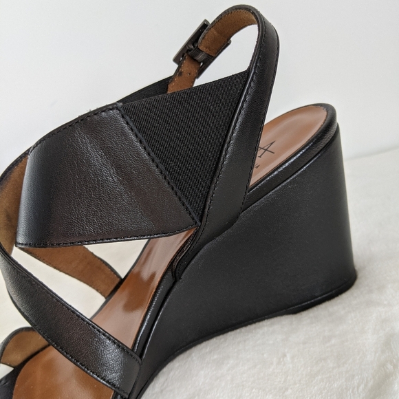 Aquatalia Sandals Nappa Leather Open Toe Slingback Strappy Wedge Black 10 NWOB - Picture 7 of 16